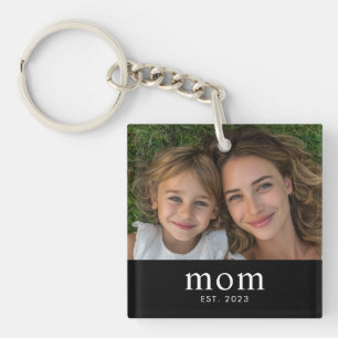 Mama hat modernes minimalistisches Foto eingericht Schlüsselanhänger
