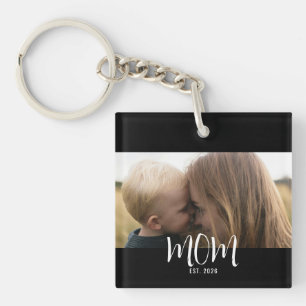 Mama hat modernes Schriftfoto eingerichtet Schlüsselanhänger