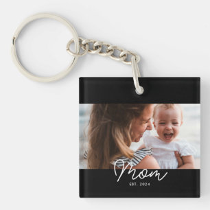 Mama hat modernes Schriftfoto eingerichtet Schlüsselanhänger