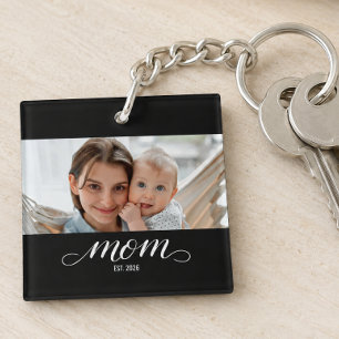 Mama hat modernes Schriftfoto eingerichtet Schlüsselanhänger