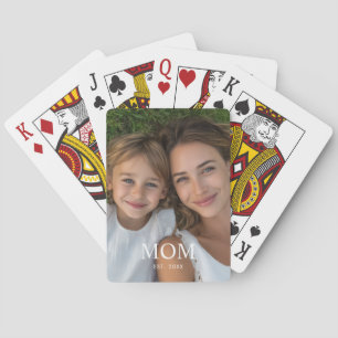 Mama hat modernes Schriftfoto eingerichtet Spielkarten