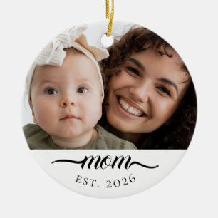 Mama hat modernes schwarzes Schriftfoto Elegant ei Keramik Ornament