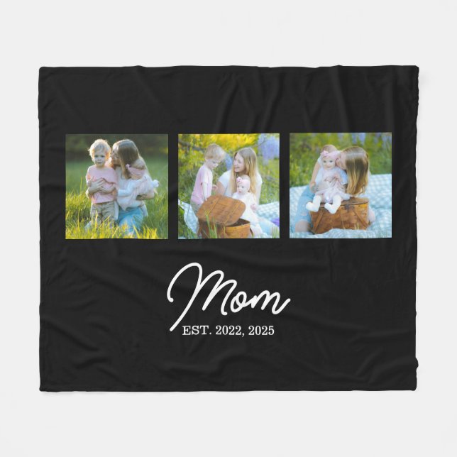 Mama hat modernes schwarzes Skript 3 Foto Fleecedecke (Vorderseite (Horizontal))