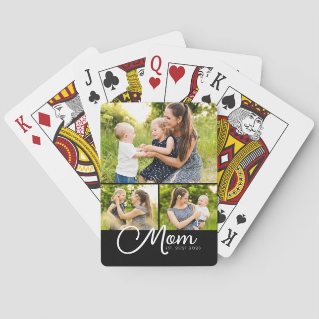 Mama hat modernes Skript 3 Foto eingerichtet  Spielkarten (Rückseite)