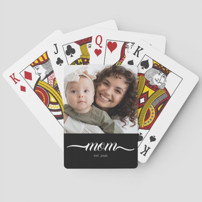 Mama hat modernes Skript-Foto angepasst Spielkarten (Rückseite)