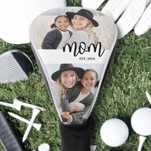 Mama hat modernes Skript-Foto eingerichtet Golf Headcover (Mom Established Mother's Day Gift Golf Head Cover)