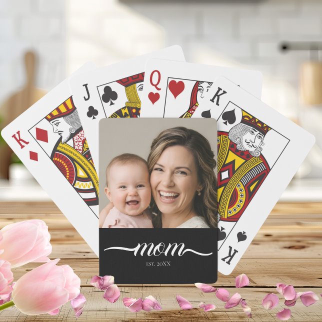 Mama hat modernes Skript-Foto individuell gestalte Spielkarten (Von Creator hochgeladen)