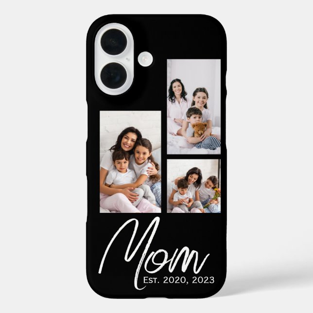 Mama hat modernes Skript Schwarz 3 Foto Case einge (Rückseite)