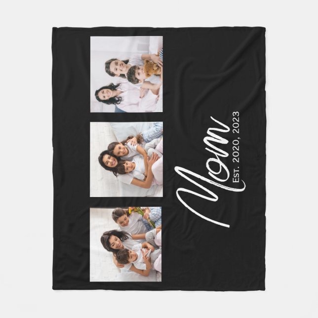 Mama hat modernes Skript Schwarz 3 Foto eingericht Fleecedecke (Vorderseite)