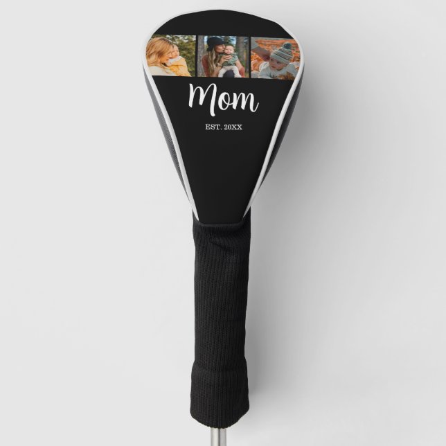 Mama hat modernes Skript Schwarz 3 Foto eingericht Golf Headcover (Vorderseite)