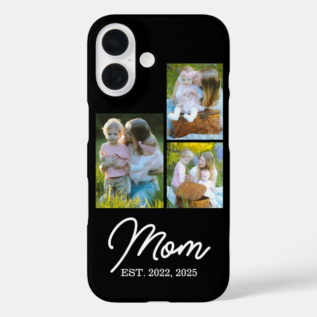 Mama hat modernes Skript Schwarz 3 Foto eingericht iPhone 16 Hülle (Rückseite)