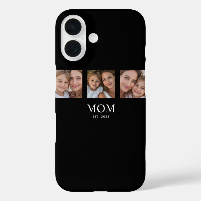 Mama hat modernes Skript Schwarz 3 Foto eingericht iPhone 16 Hülle (Rückseite)