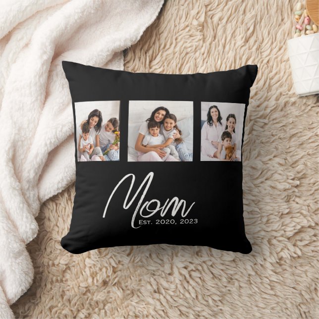 Mama hat modernes Skript Schwarz 3 Foto eingericht Kissen (Decke)