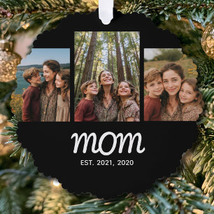 Mama hat modernes Skript Schwarz 3 Foto eingericht Ornament Karte
