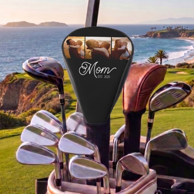 Mama hat modernes Skript Schwarz 3 Foto Golf Headcover (Von Creator hochgeladen)