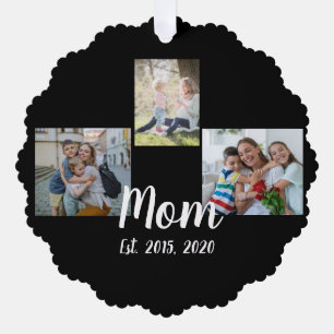 Mama hat modernes Skript Schwarz 3 Foto Ornament Karte