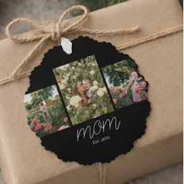 Mama hat modernes Skript Schwarz 3 Foto Ornament Karte