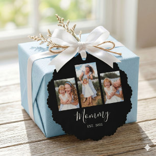 Mama hat modernes Skript Schwarz 3 Foto Ornament Karte