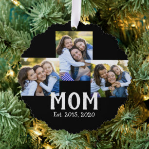 Mama hat modernes Skript Schwarz 3 Foto Ornament Karte