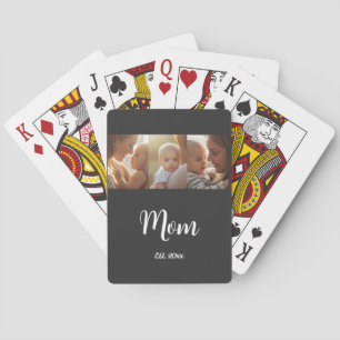 Mama hat modernes Skript Schwarz 3 Foto Spielkarten