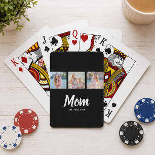 Mama hat modernes Skript Schwarz 3 Foto Spielkarten