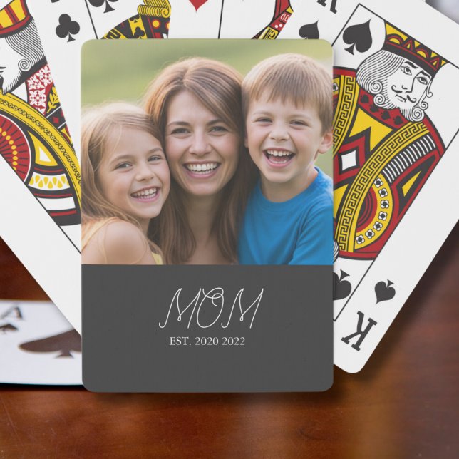 Mama hat modernes Skript Schwarz 3 Foto Spielkarten (Von Creator hochgeladen)