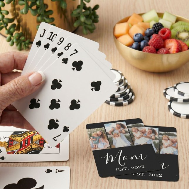 Mama hat modernes Skript Schwarz 3 Foto Spielkarten (Von Creator hochgeladen)