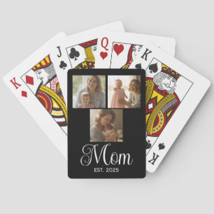 Mama hat modernes Skript Schwarz 3 Foto Spielkarten