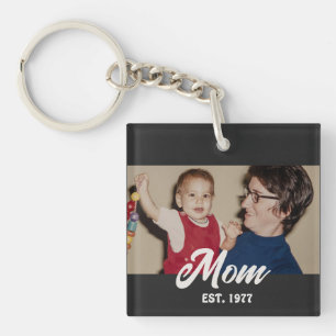 Mama hat modernes Skriptfoto eingerichtet Schlüsselanhänger