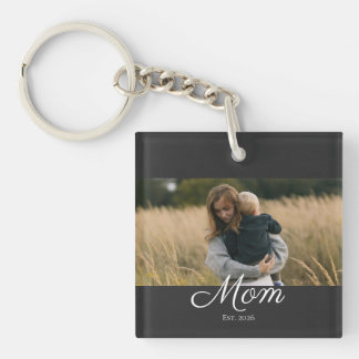 Mama hat modernes Skriptfoto eingerichtet Schlüsselanhänger