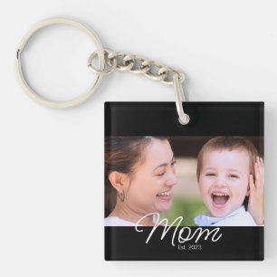 Mama hat modernes Skriptfoto eingerichtet Schlüsselanhänger