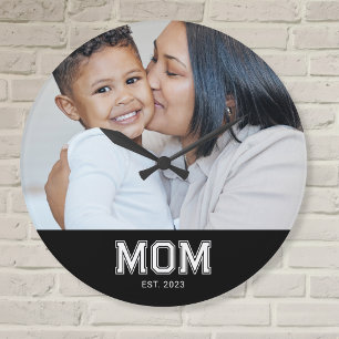 Mama hat modernes weißes fettes Foto rund eingeric Große Wanduhr