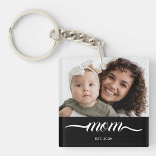 Mama hat modernes weißes Skriptfoto eingerichtet Schlüsselanhänger