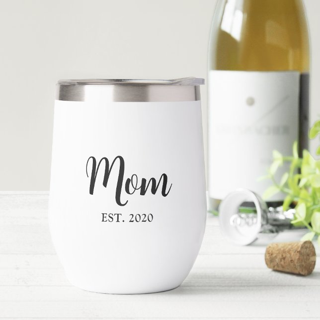 Mama hat neues Mama-Geschenk etabliert (Mom established elegant script personalised wine tumbler gift for Mother's day or just because!)