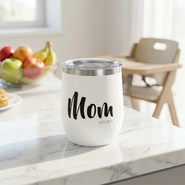 Mama hat neues Mama-Geschenk gegründet (Mom Established Typography Wine Tumbler)