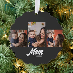 Mama hat Schwarz 3 Fotos eingerichtet Ornament Karte