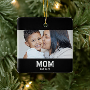 Mama hat Schwarz Weiß Fett Foto erstellt Keramikornament