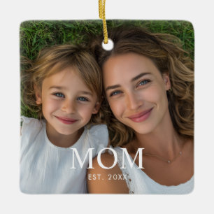 Mama hat Schwarz Weiß Schrift Foto eingerichtet  Keramikornament