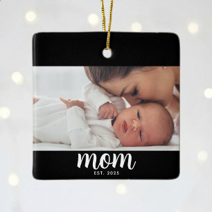 Mama hat Schwarz Weiß Schrift Foto eingerichtet Keramikornament