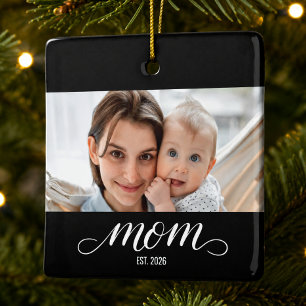 Mama hat Schwarz Weiß Schrift Foto eingerichtet Keramikornament