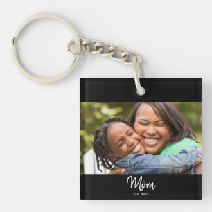 Mama hat Schwarz-Weiß-Schriftfoto eingerichtet Schlüsselanhänger