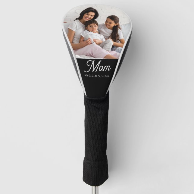 Mama hat Schwarz-Weiß-Script-Foto eingerichtet Golf Headcover (Vorderseite)
