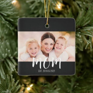 Mama hat Schwarz-Weiß-Script-Foto eingerichtet Keramikornament