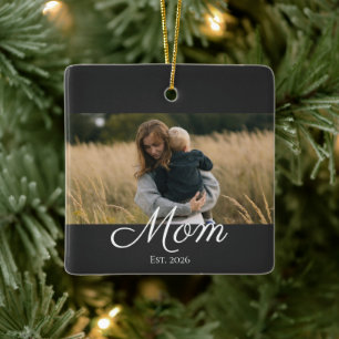 Mama hat Schwarz-Weiß-Script-Foto eingerichtet Keramikornament