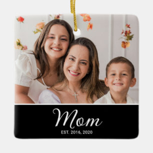 Mama hat Schwarz-Weiß-Script-Foto eingerichtet Keramikornament