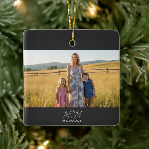 Mama hat Schwarz-Weiß-Script-Foto eingerichtet Keramikornament