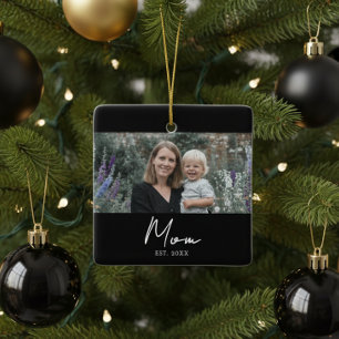 Mama hat Schwarz-Weiß-Script-Foto eingerichtet Keramikornament
