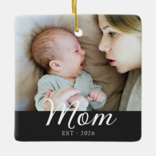 Mama hat Schwarz-Weiß-Script-Foto eingerichtet Keramikornament