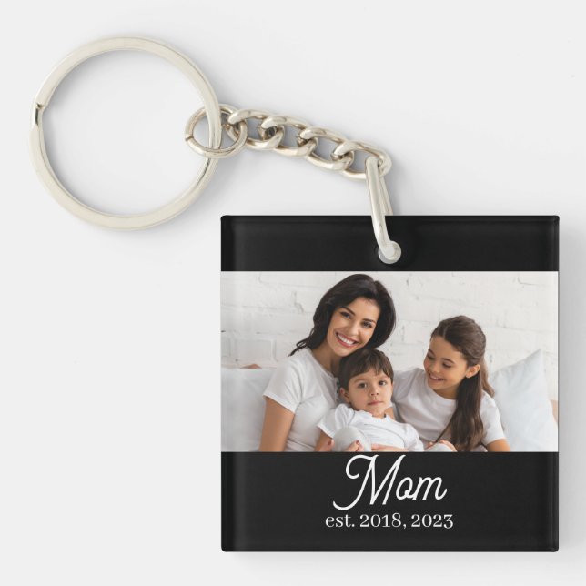 Mama hat Schwarz-Weiß-Script-Foto eingerichtet Schlüsselanhänger (Vorderseite)