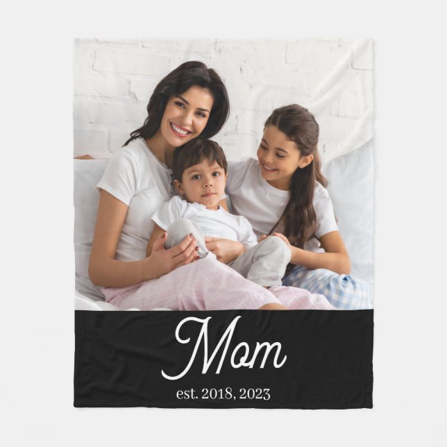 Mama hat Schwarz-Weiß-Script-Foto erstellt Fleecedecke (Vorderseite)